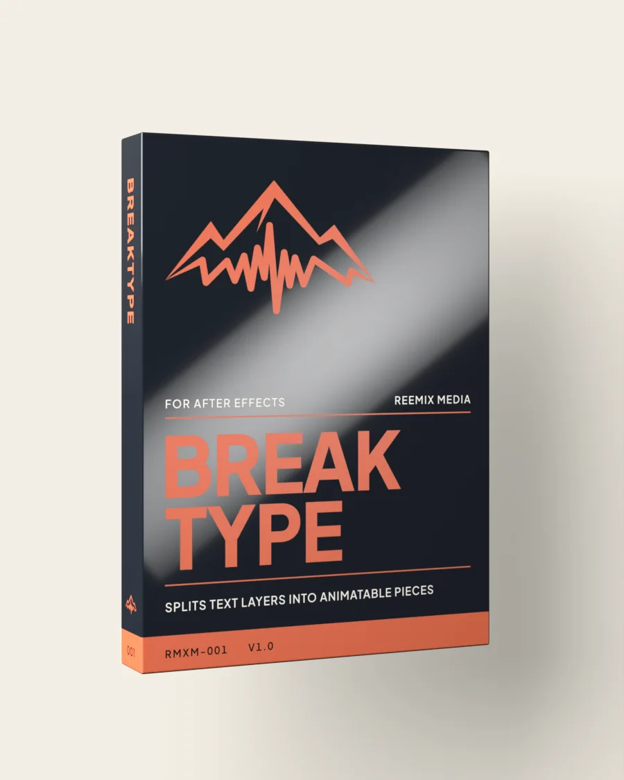 The Breaktype box, rendered: a lacquered black carton with the RMXM mark, the name in foil and the catalogue band across the foot.