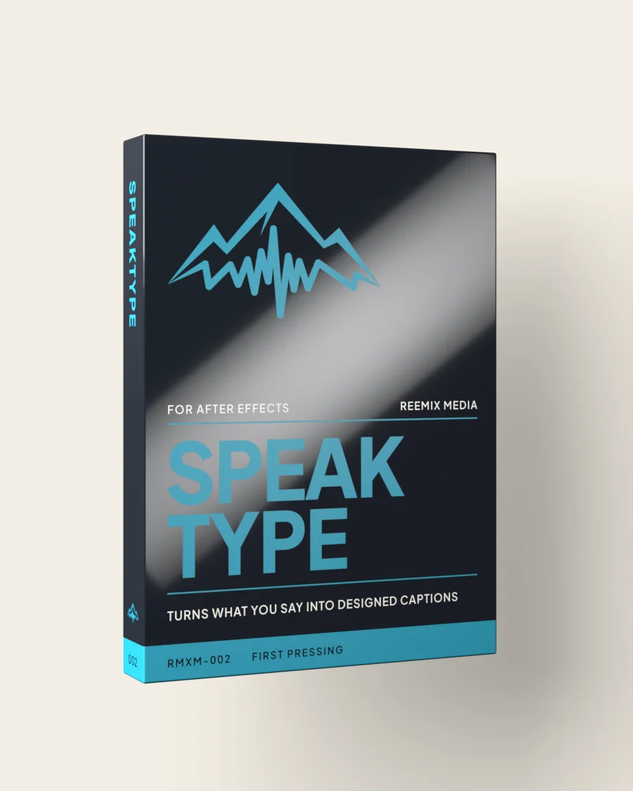 The Speaktype box, rendered: a lacquered black carton with the RMXM mark, the name in foil and the catalogue band across the foot.